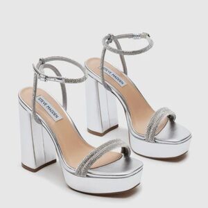 Steve Madden LOFTY Silver Platform Sandals
